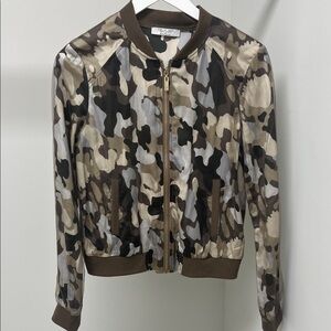 Twin-Set Brown Silk and Mesh Bomber Jacket